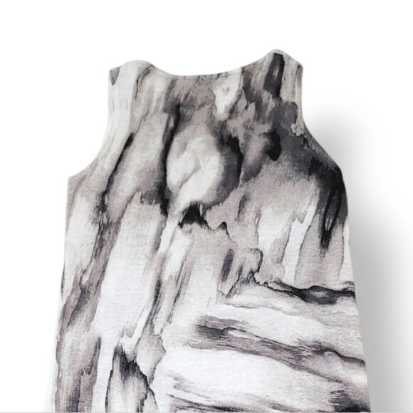 NEW Kinross Cashmere 100% Linen Waterfall Print Tank Dress Grey Combo Size Large - Picture 4 of 8